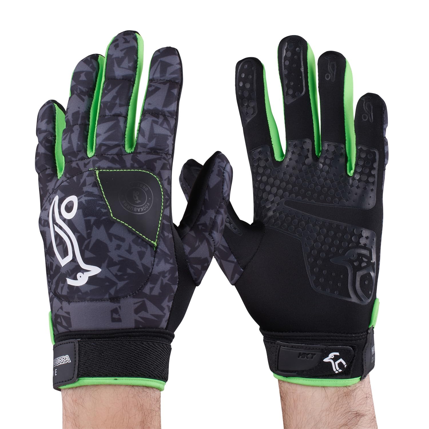 Kookaburra Clone Hockey Glove – Lightweight Protection, Rubberised Palm Grip, Grey/Lime