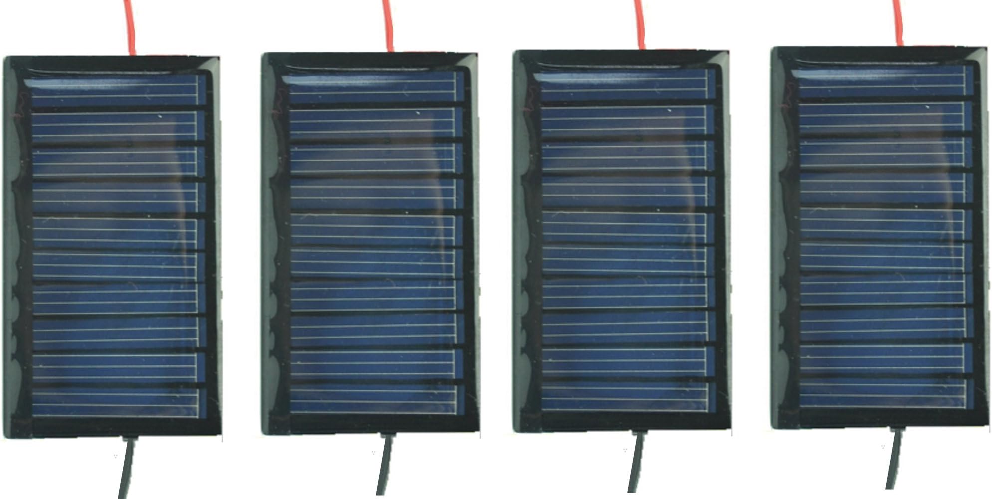 AMX Solar 5V 30mA 53X30mm Micro Mini Power Cells for Panels With Wires - DIY Projects - Toys - 3.6v Charge 4 Pcs
