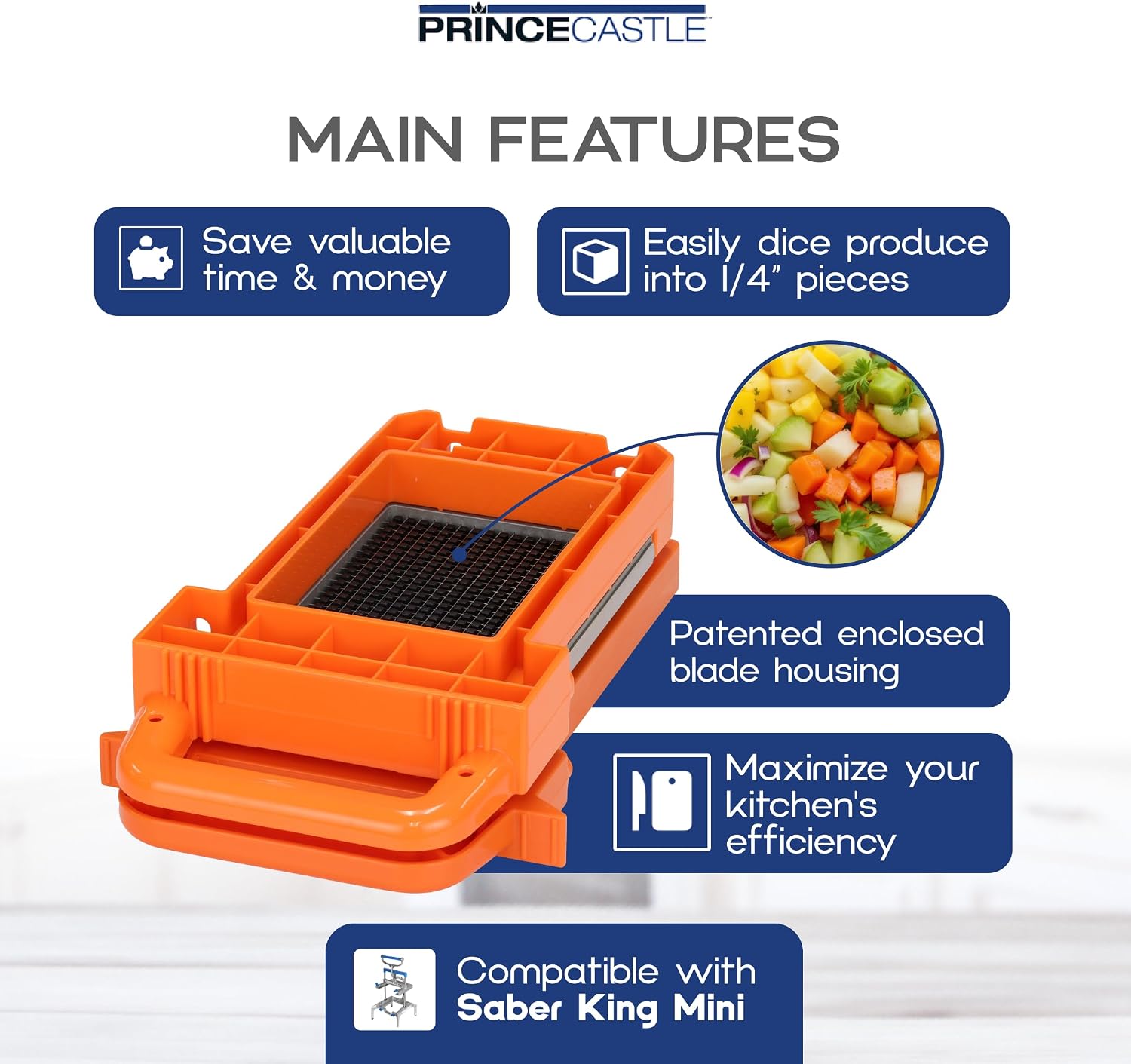 Prince Castle Saber King Mini Dicer Blade & Pusher Set Replacement, 1/4"- Vegetable Chopper and Kitchen Chopper, Vegetable Cutter Replacement Blade