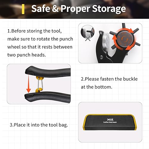 Miniatura 68 de XOOL Kit de herramientas con ojales, herramienta de perforación de artesanía en cuero, 1/2" y 3/8