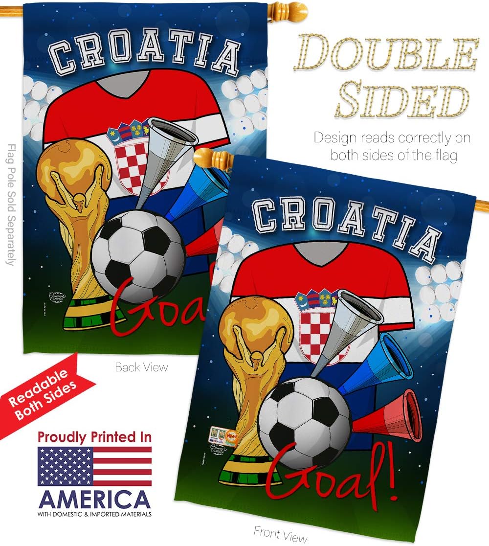 World Cup Croatia Soccer House Flag Sports Game Goal Ball Football Entertainment Activity Physical Small Decorative Gift Yard Banner Double-Sided Made In USA 28 X 40