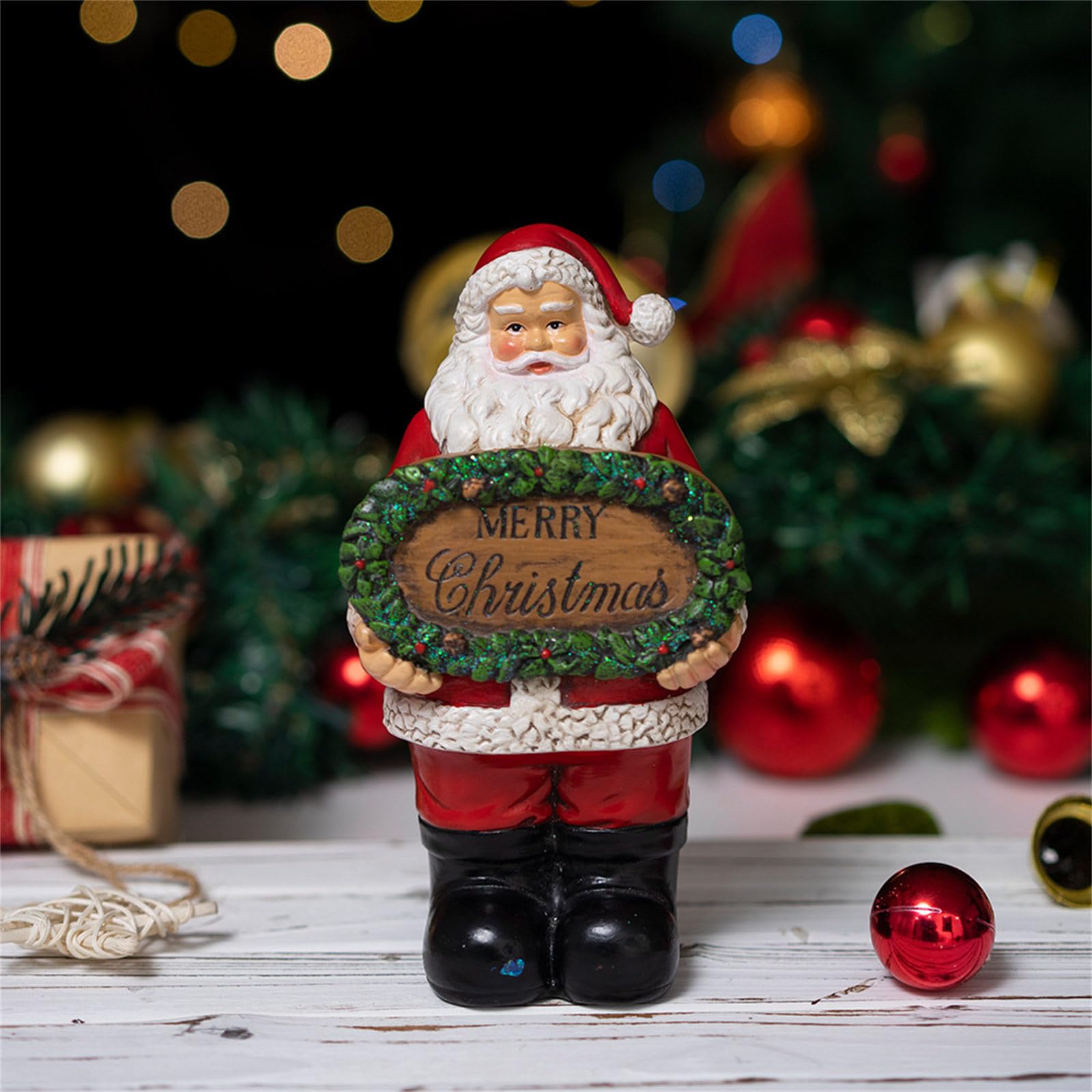 Decorazione natalizia in resina con Babbo Natale, decorazione natalizia per casa e ufficio