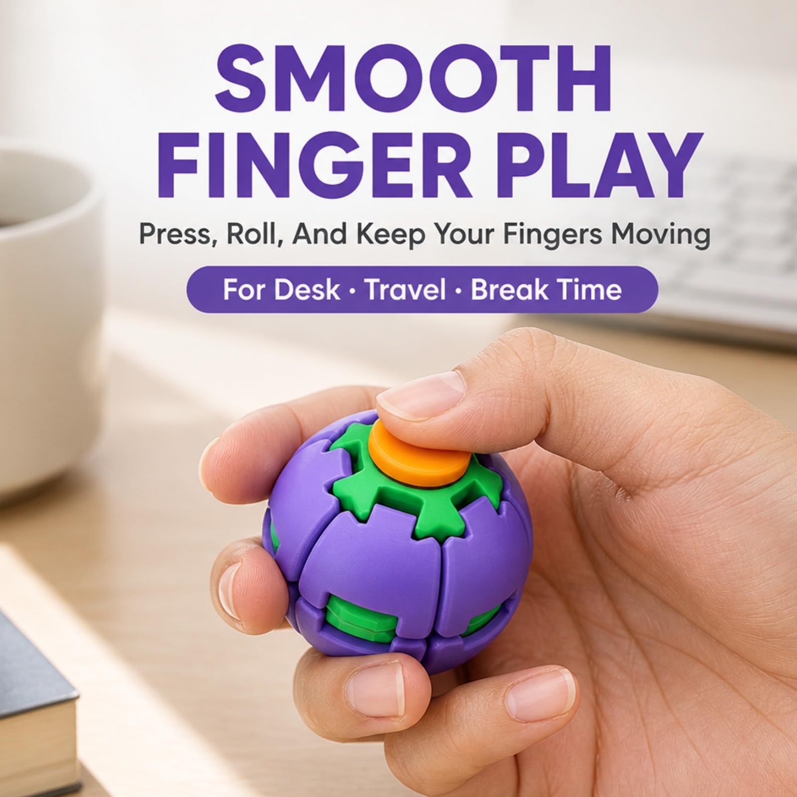 Push to Spin Fidget Stress Ball, 2 in 1 Press & Auto Rotate Decompression Toy, Dual Form Freely Switchable - Image 4