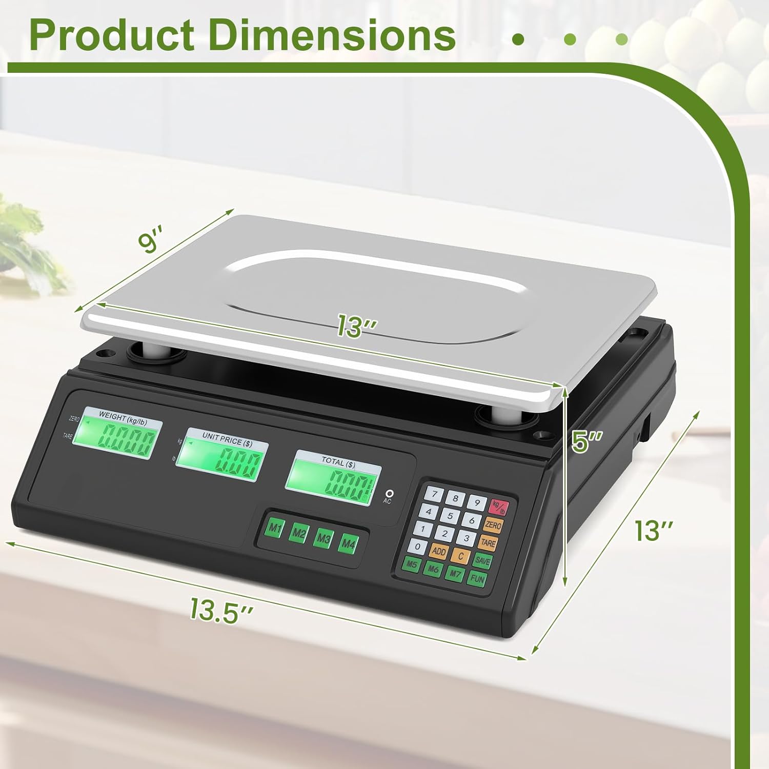 S AFSTAR 88 lb Commercial Food Scale, Digital Price Computing Scale with Dual LCD Display, Stainless Steel Platform, Tare & Counting Function, Market Scales for Farmers, Retail Outlet & Deli