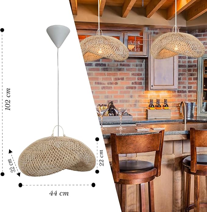 Casa Moro Casa Moro Rotan lamp LUNA S van natuurlijk rotan & ijzer handgemaakte Boho Chic hanglamp moderne hanglamp LP007-S photo 2