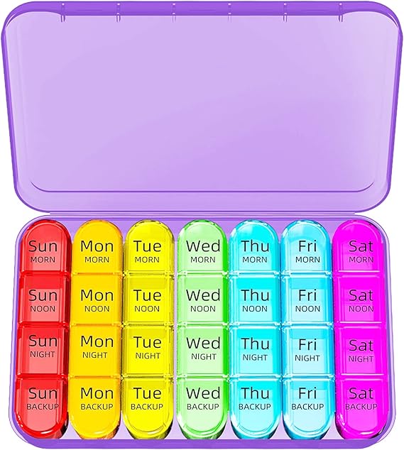 Doruimi Weekly Pill Box Organiser, Small Pill Box 7 Day 4 Times A Day