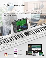 Vista 4 de Teclado de piano portátil, piano digital plegable semipesado de 88 teclas, tamaño completo, grano de madera, teclado de piano eléctrico