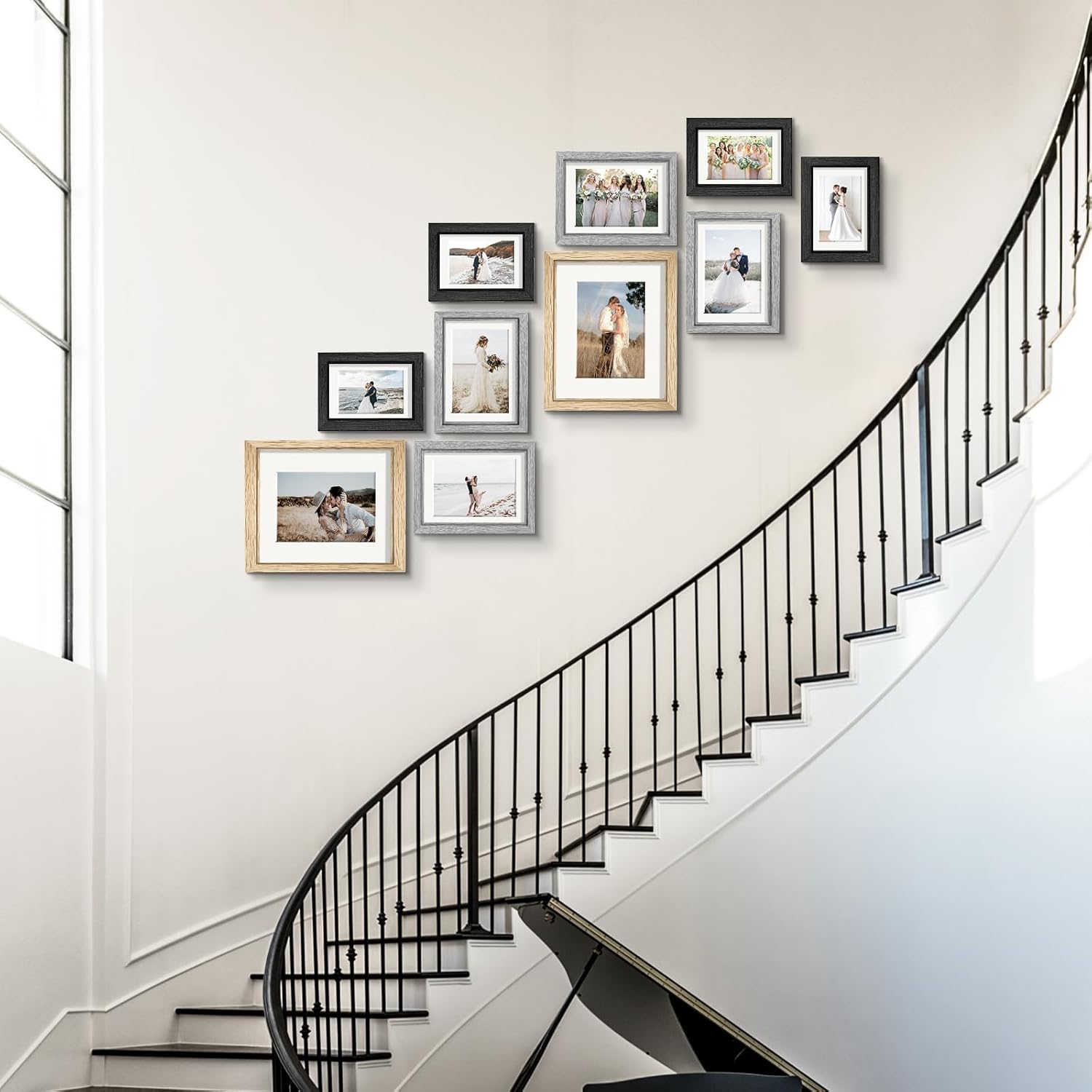 Picture Frames Set of 10, Picture Frames Collage Wall Decor with 8x10 5x7 4x6 Frames in 3 Different Finishes