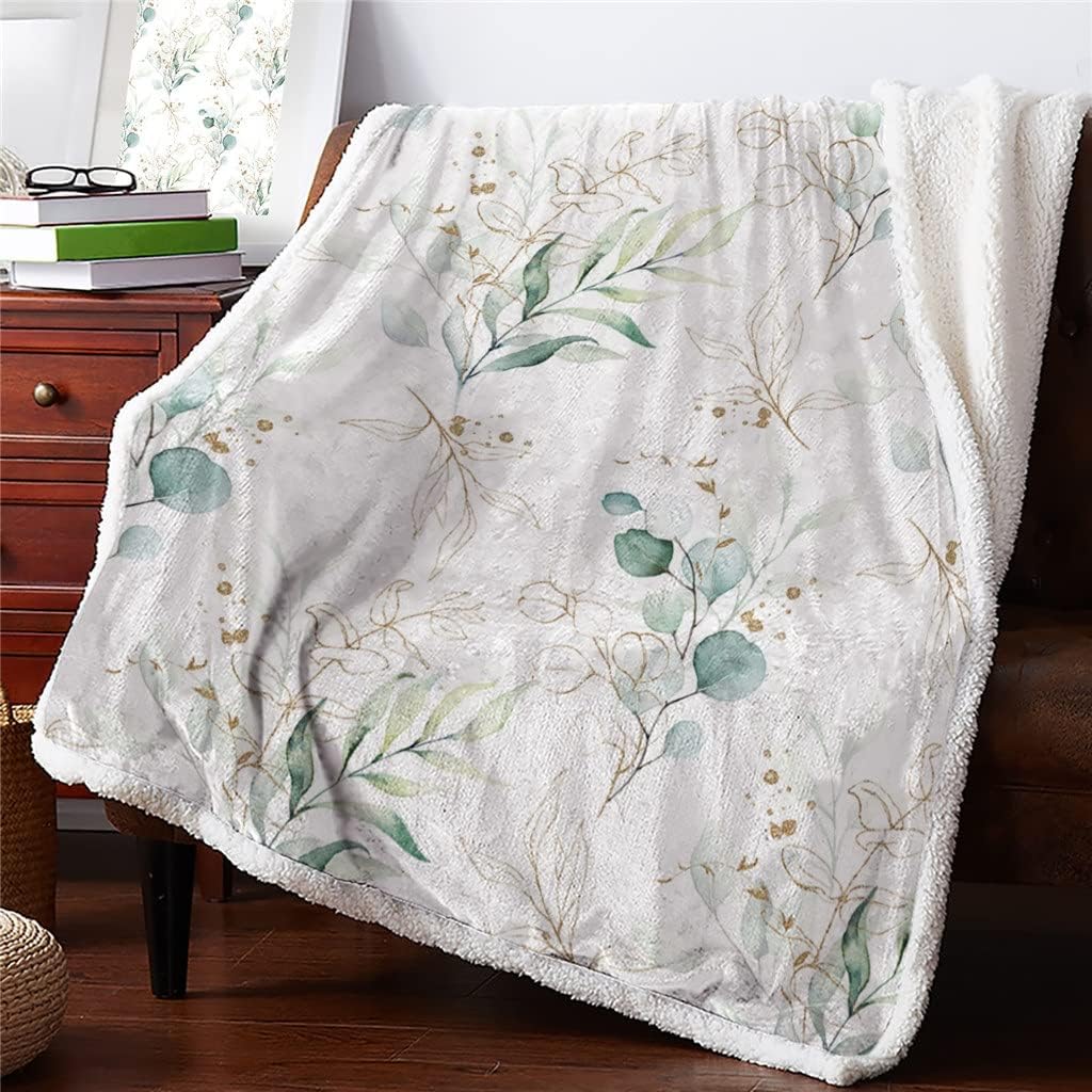 Green Leaf Eucalyptus Plant Soft Throw Blanket Bedding Flannel Fleece Blankets Winter Autumn Sofa Bedspread Sheets