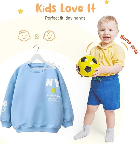 Miniatura 2 de HOUSE DAY Perchas de madera para niños, paquete de 20 perchas de madera para ropa de bebé, percha para niños con barra antideslizante para