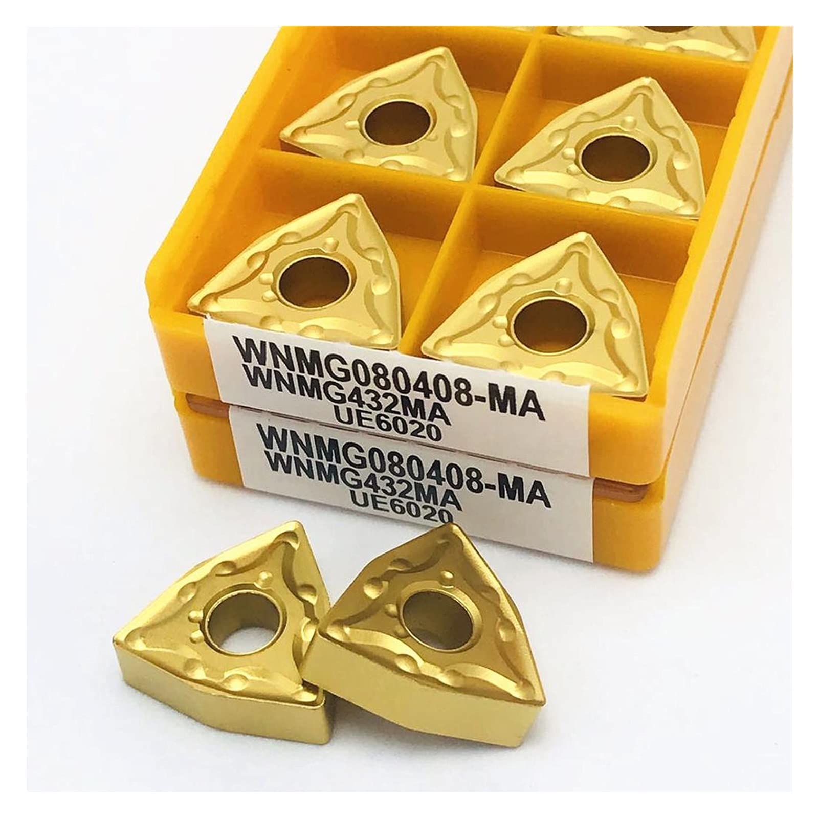 10 Pièces CNC Plaquettes De Tournage En Carbure Fraises WNMG080402 WNMG080404 WNMG080408 HA H01 Outil De Tournage Externe En Aluminium (Size : WNMG080408 HA H01, Color : 10PCS