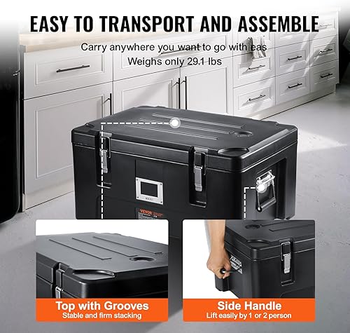 Miniatura 5 de VEVOR Transportador de alimentos aislado capacidad de 36 cuartos de galón caja de comida apilable con 3 sartenes de acero inoxidable calentador de