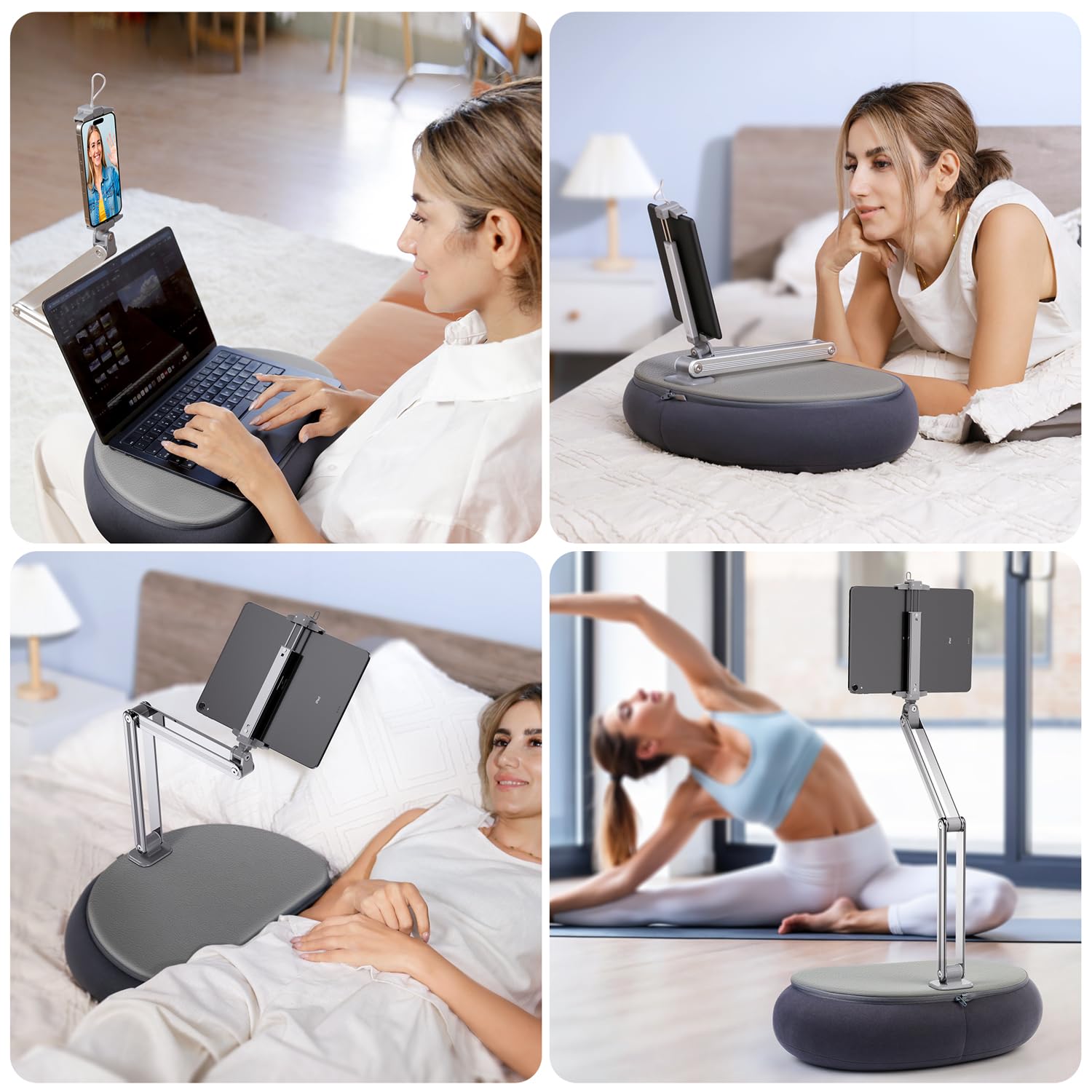 elitehood Supporto alto per tablet, braccio lungo regolabile, per leggere a letto, rotazione a 360°, compatibile con iPad Air Mini Pro, iPhone e Kindle da 6" a 13"