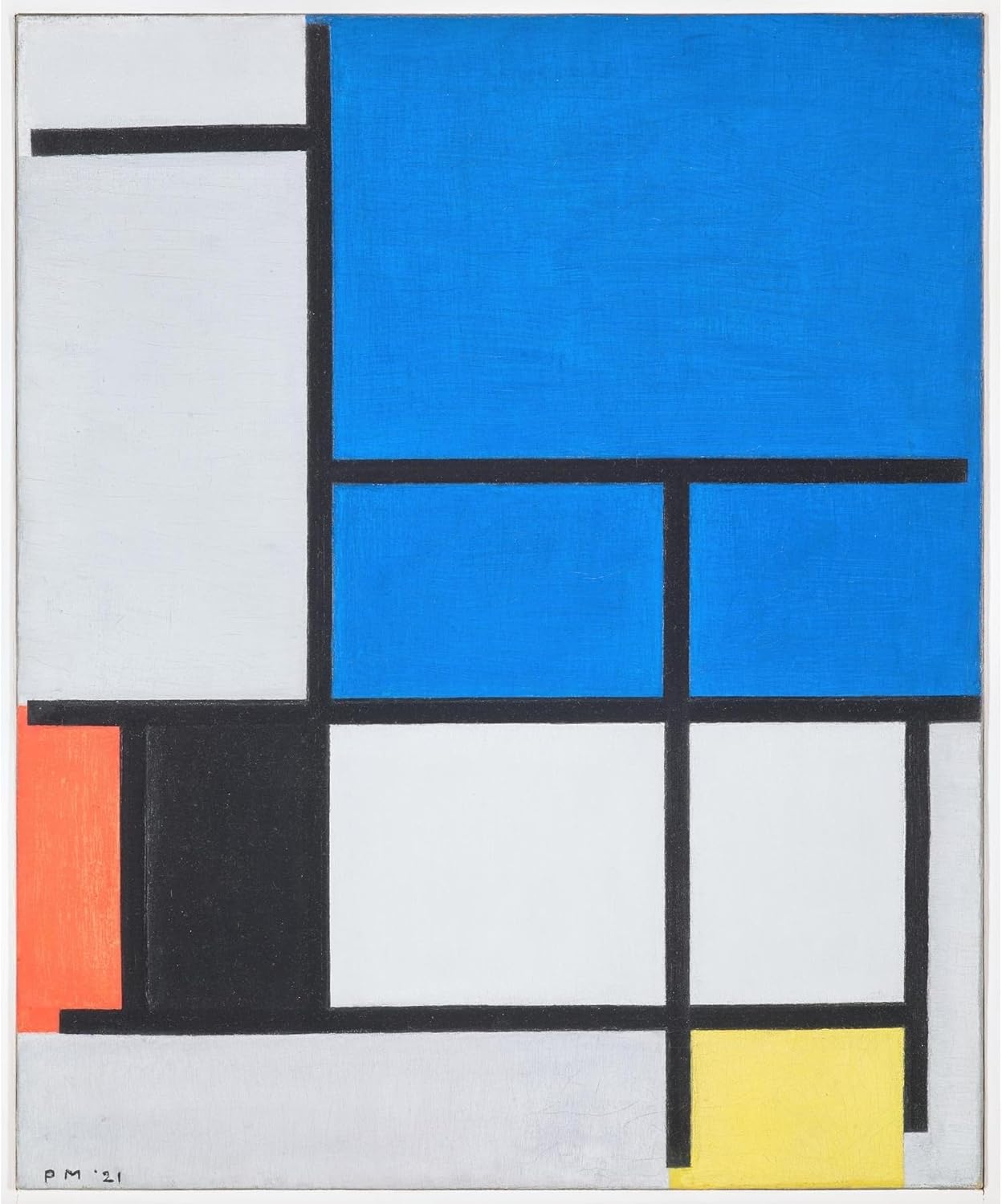 ArtDirect Composition with Large Blue Plane, Red, Black, Yellow, and Gray (1921) Unframed Art Print Giclee Poster by Piet Mondrian - Ready for Framing with Customization Sizes 8x10, 11x13, 16x19, 24x29, 36x43 and 48x58 inches