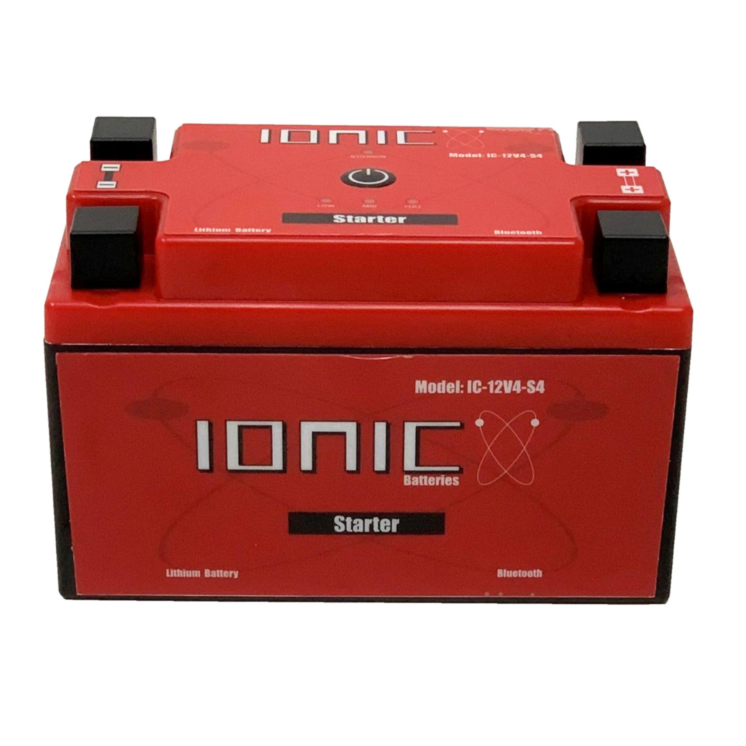 Ionic Lithium 12V Starter Battery for Motorcycles, UTVs, and ATVs - 12V Battery with 500CA - Bluetooth Capability - 3.3lbs - IC-12V4-S4-P
