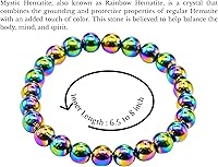 Vista 507 de Amazing Gemstone Pulsera de cristal para mujeres y hombres, pulsera de cristal curativo de protección, pulsera elástica con cuentas de piedras