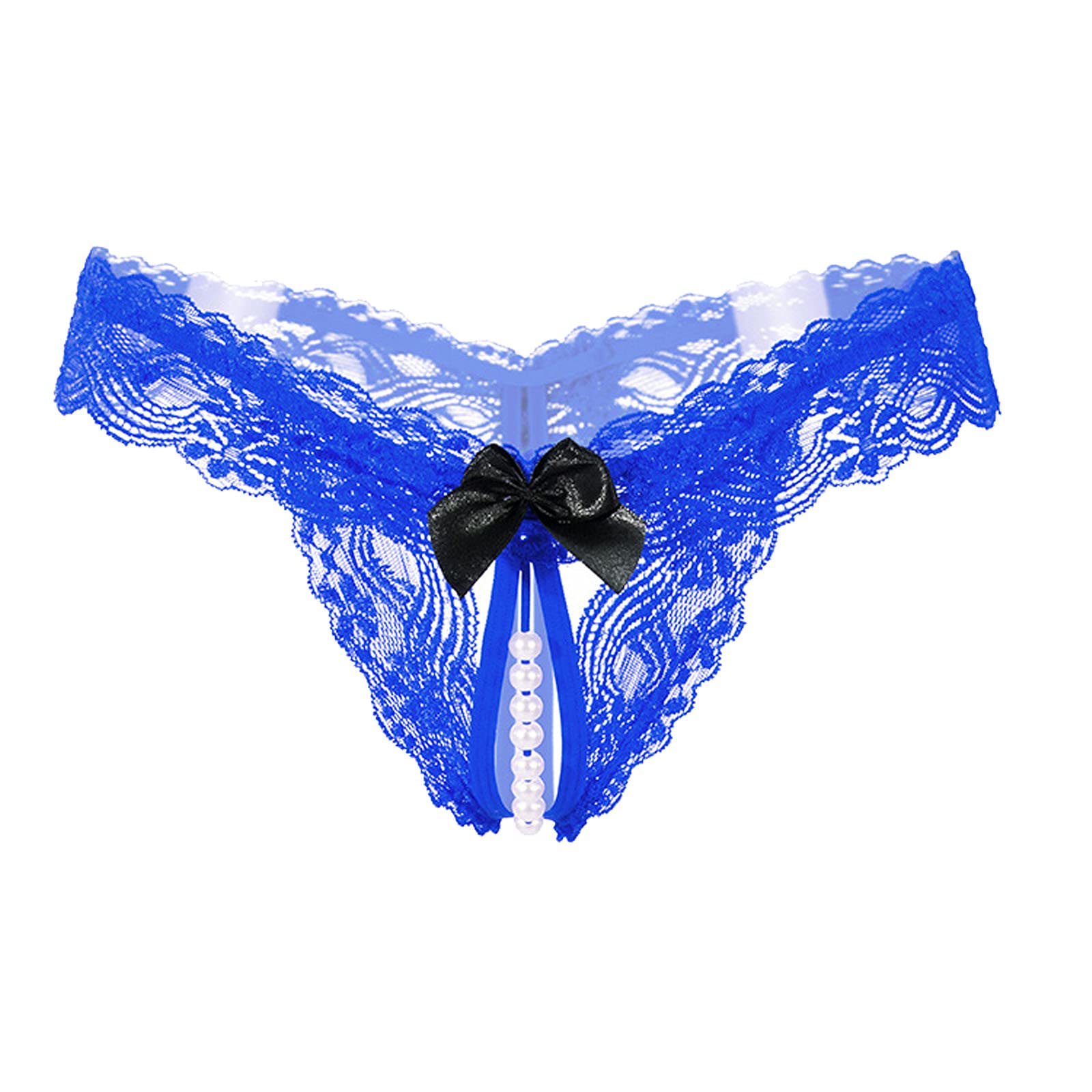 JOAU Womens Thongs Sexy Underwear Lace Tangas Cheeky Briefs T-Back Hollow Out Hipster Pearl Lingerie Open file Panties