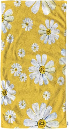 Miniatura 1 de oFloral White Daisy - Toallas de mano de algodón con flores de manzanilla, acuarela amarilla, floral, para jardín, plantas botánicas, toallas suaves