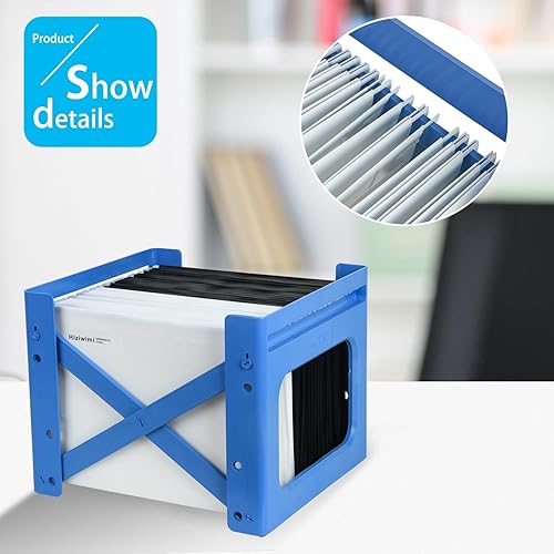 Miniatura 4 de Archivador de oficina con pestañas e insertos, 30 unidades, color blanco, con riel deslizante de metal de 12.8 in, material de polipropileno