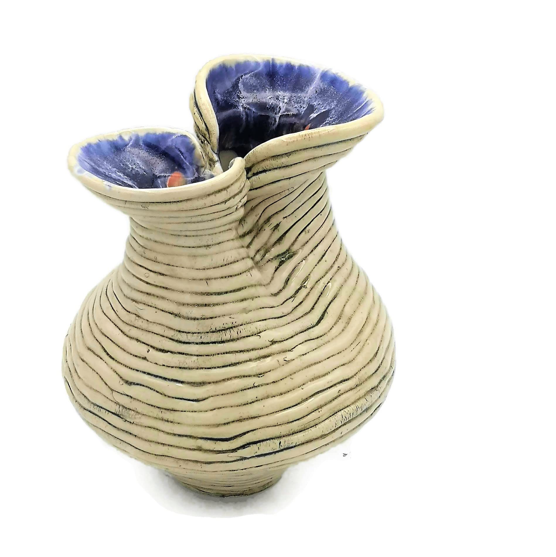 Escultura De Cerámica Hecha A Mano De 20 Cm De Altura Para La Decoración Del Hogar, Jarrón De Arcilla Alto Texturizado Para Mesa, Jarrón Con Cogollos Grandes, Arte Moderno Con Forma Orgánica