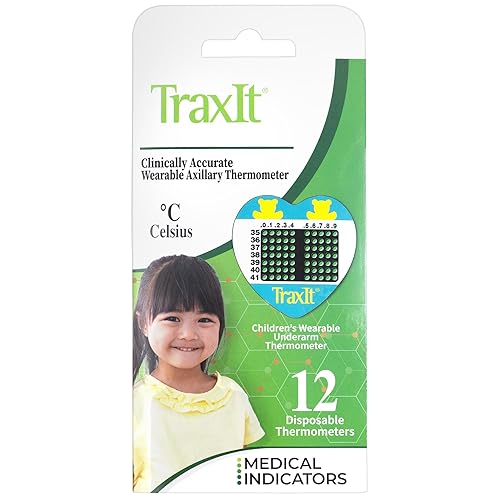 Termómetro axilar portátil para niños, parche de termómetro pediátrico de un solo uso para bebés, niños pequeños y niños, diseñado para hasta 48