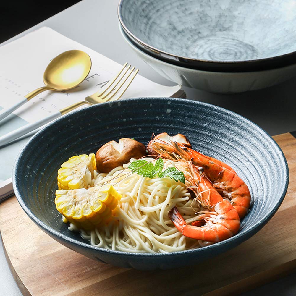 Vinbcorw Bol japonais avec couvercle, bol de ramen en céramique, lot de