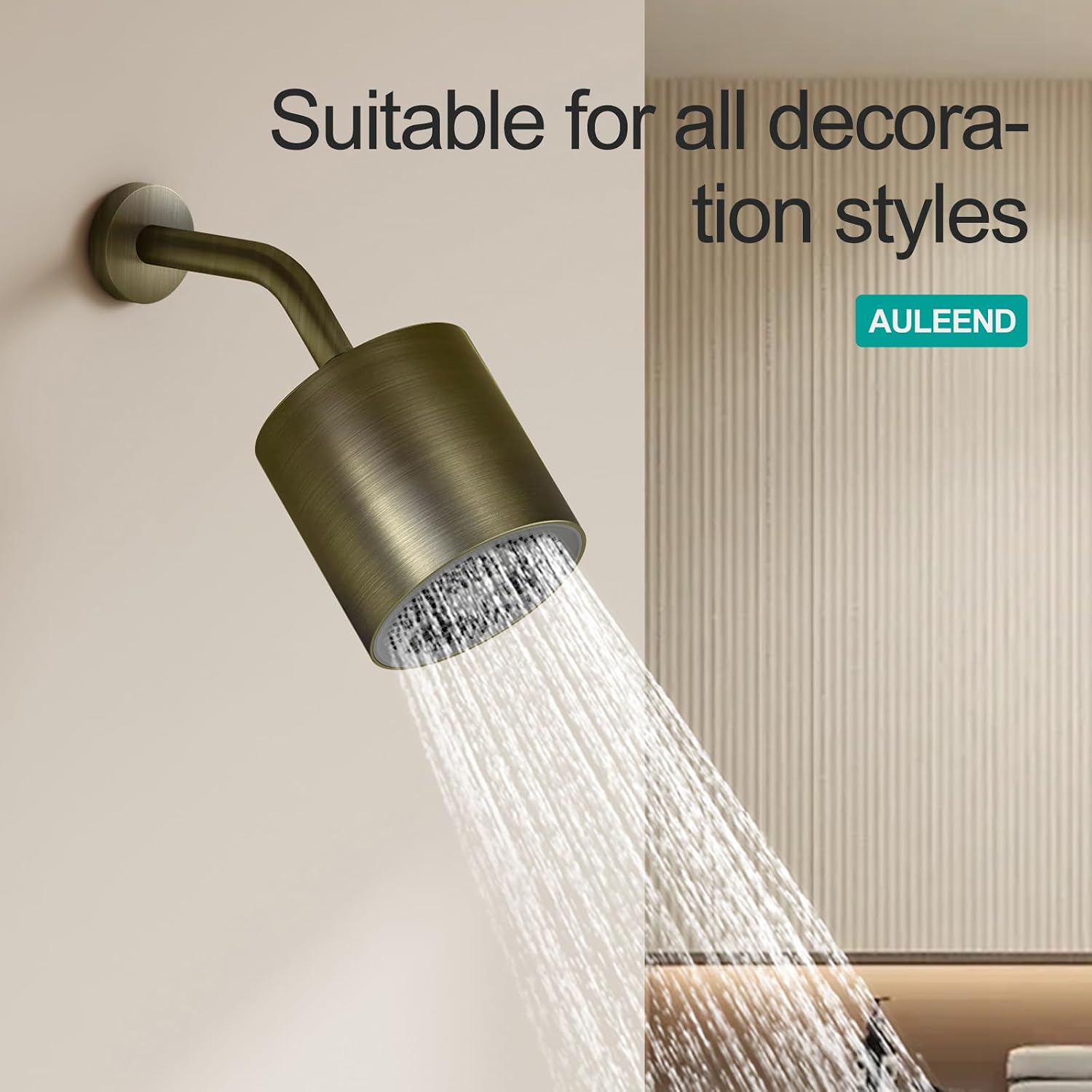 ABS-5 inch rain shower head - Easy Install, High Water Flow, Ultra-Thin Modern Design for Bathroom (Antique Brass)