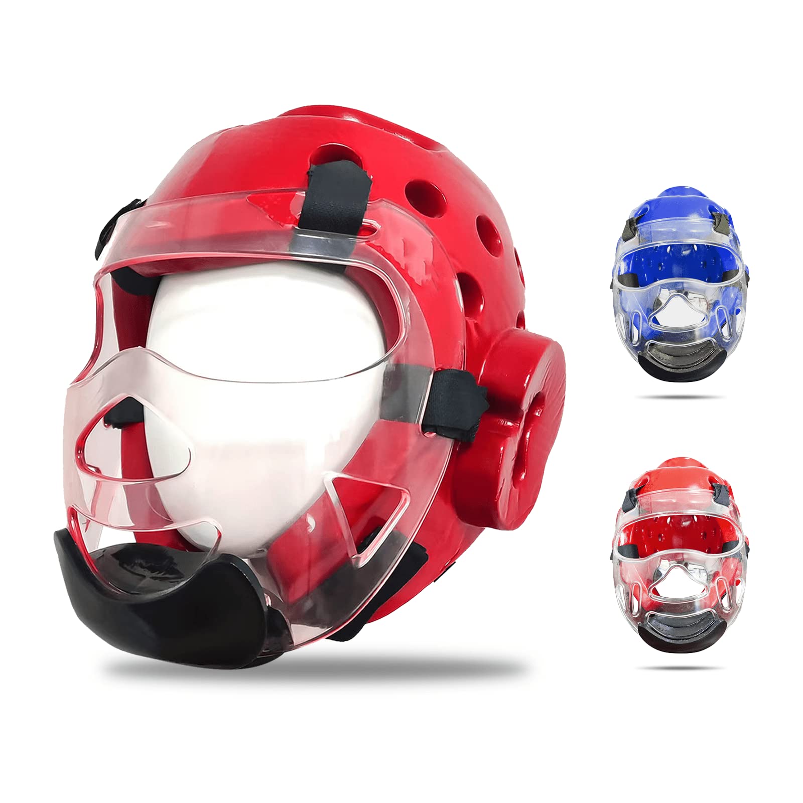 Kids & Adults Taekwondo Karate Headgear MMA Martial Arts Helmet, with Removable Face Shield, Soft Head Gear for Martial Art Grappling Muay Thai Kickboxing Taekwondo
