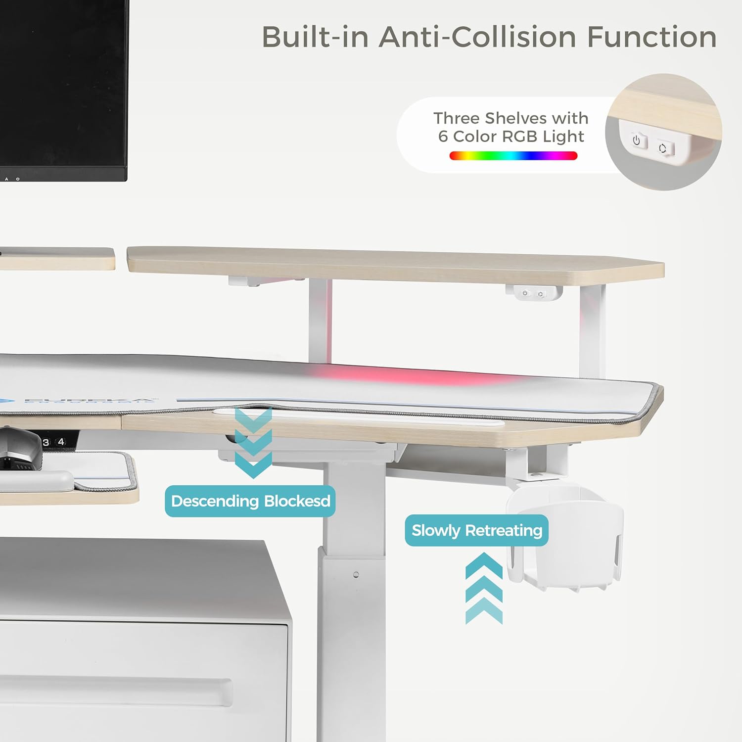 Desk demonstrating anti-collision function
