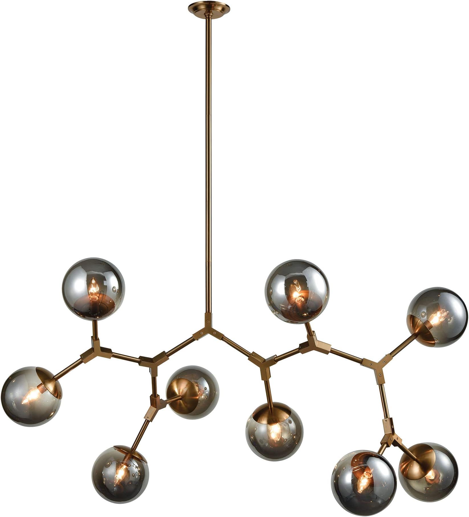 D3564 Chandelier, 16-Inch H 17-Inch W 8-Inch Ext, New Aged Brass