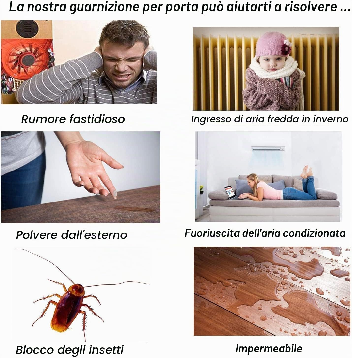 HEQUN Guarnizione Autoadesiva per Porta Esterna, Evita Aria Fredda/Rumore/Polvere/Woodlice (500 x 5cm, Marrone)