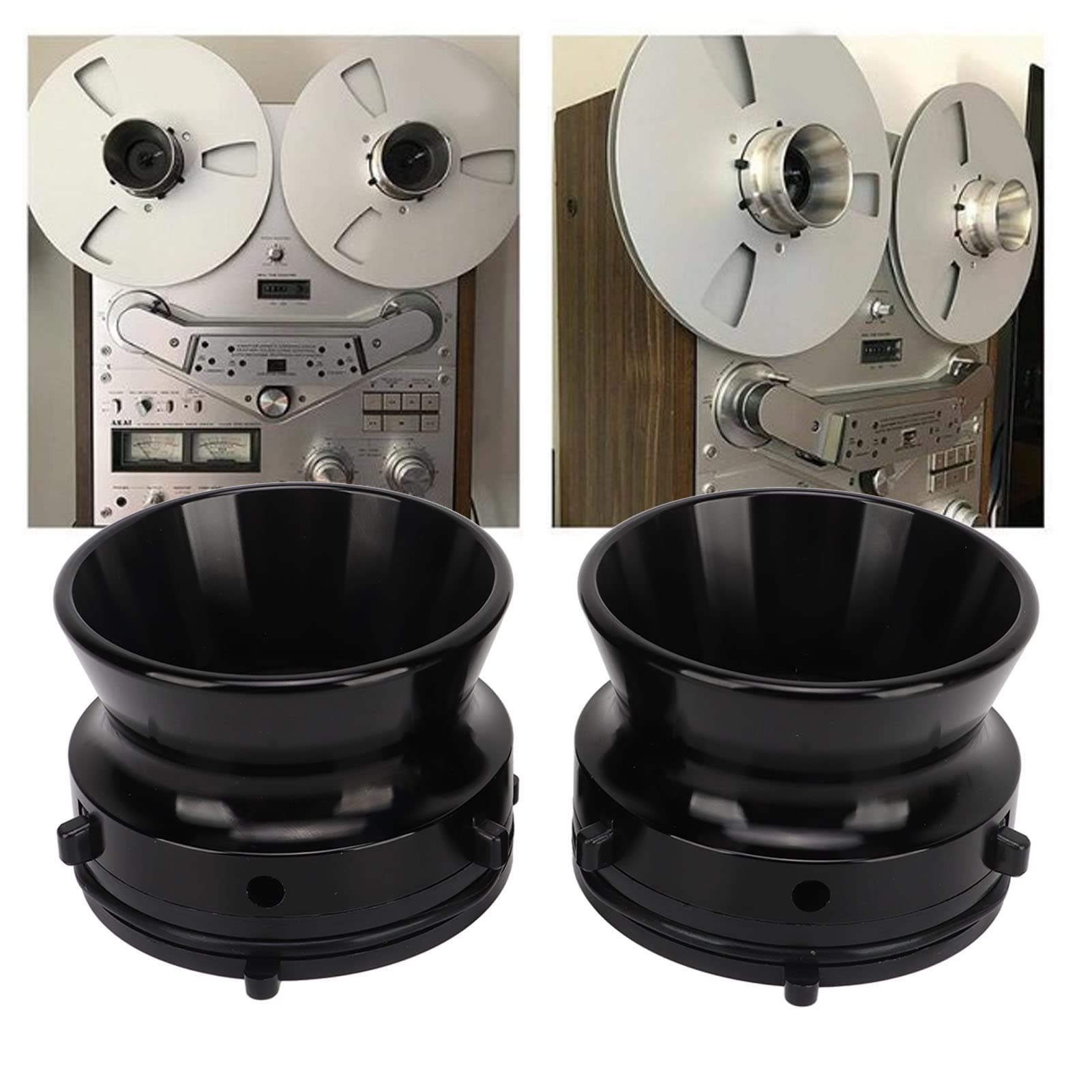 Adaptador de cubo NAB de 1 par 1 par, adaptador de cinta de aleación de aluminio de 10 pulgadas para carrete de carrete para grabadoras de cinta de carrete universal Studer (Negro)