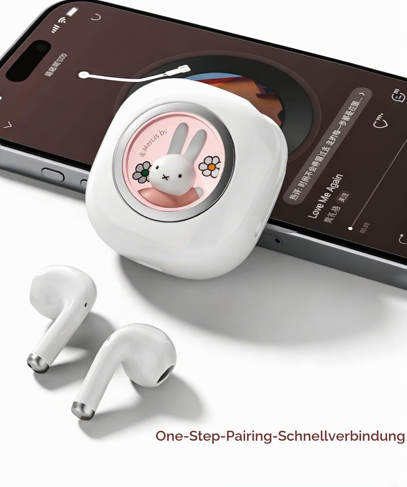 MiPow x Miffy Miffy Earbuds-Pro Bluetooth 5.3, IPX5 Waterproof Sweatproof for Sports, HD Stereo Heavy Bass, Fast Charging 30H Battery Life, Cute 3D Iron Box & Miffy Doll Design (Pink)
