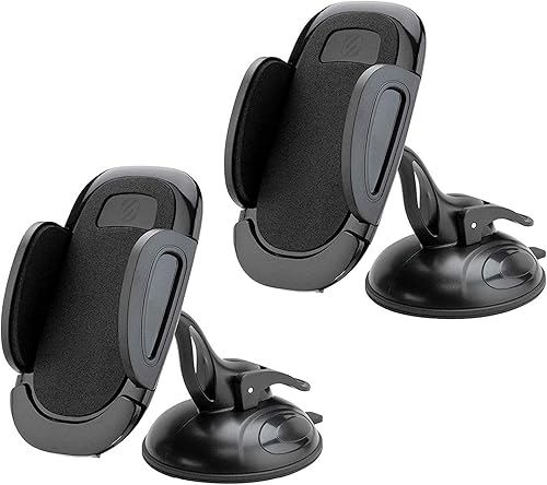 Scosche SUHWD-2PKXCES0 - Soporte de teléfono con ventosa para parabrisas o salpicadero para automóvil con palanca de bloqueo ajustable, botón de
