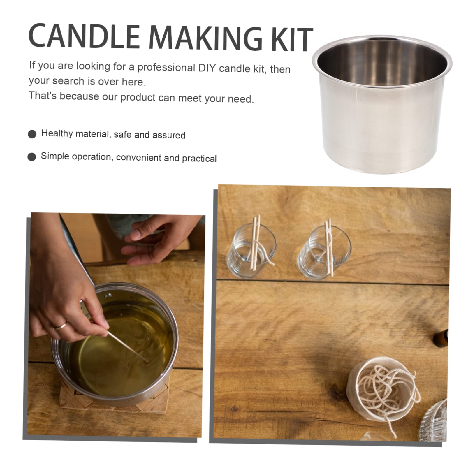 LOLIPPYY Kit Para Hacer Velas Aromáticas Herramientas Manuales Acero Inoxidable 1 Unidad Materiales Bricolaje Caseros Adultos y Niños Uso Artesanal Diy