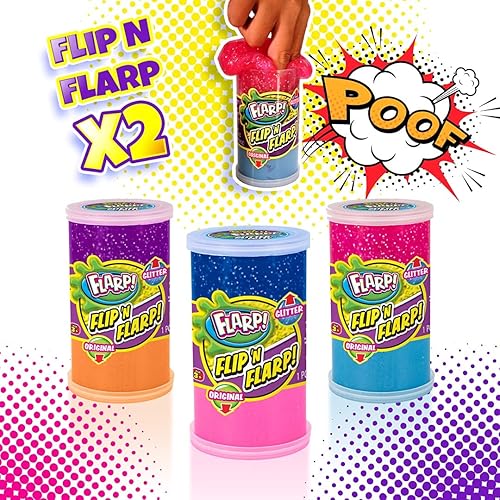 Miniatura 4 de JA-RU Flip & Flarp - Masilla de ruido, paquete doble, original y con purpurina (3 paquetes surtidos) Farrt Gas Noise Maker Slime Cloud y masilla