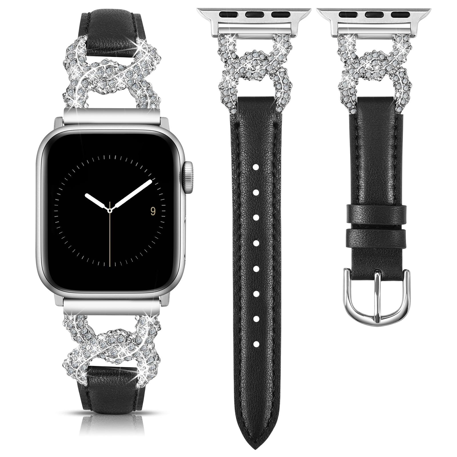 Amazon.co.jp: コンパチブル Apple Watch バンド 本革 キラキラC型 42