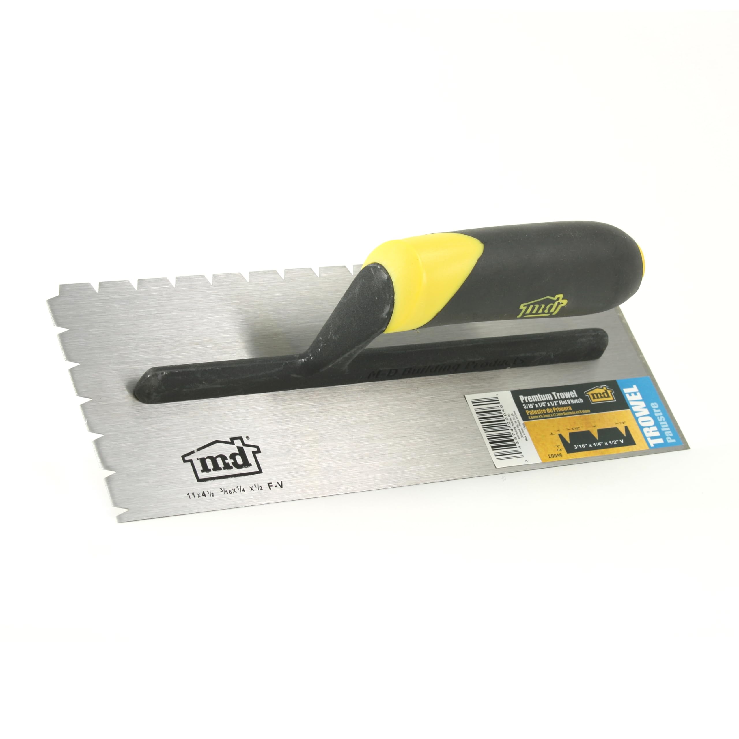 M-D Building Products 20046 3/16 in. x 1/4 in. x 1/2 in. Premium Flat V Notch Trowel