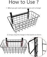 Vista 6 de MaraFansie Basket with Hook, Grid Storage Basket, Over the Cabinet Door Organizer, Wire Hanging Basket with Hook Over the Railing, Under Sink