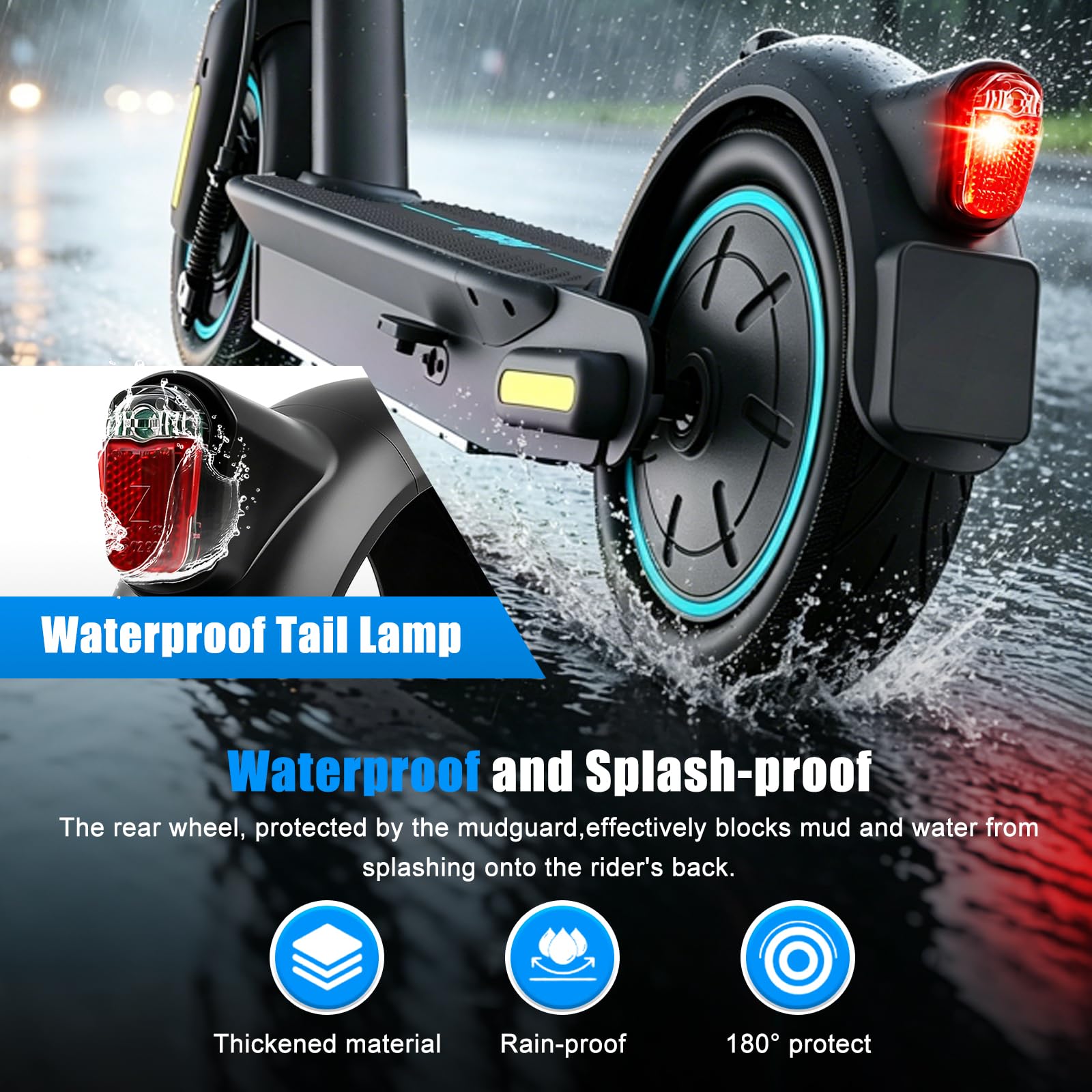 SYACHI Hinterer Kotflügel Electric Scooter mit LED Rückleucht & Haken Zubehör, Scooter Schutzblech Ersatzzubehör Kompatibel für Segway Ninebot Max G30 / G30LP / G30LE / G30LE Ⅱ / G30D Elektroroller
