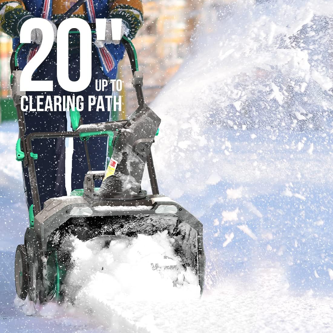litheli cordless snow blower, 40v 20-inch single-stage battery-powered snow thrower with brushless motor, 2 headlights, 180° rotating chute & 45° adjustable deflector, 4ah li-ion battery & charger 1x40ve1battery