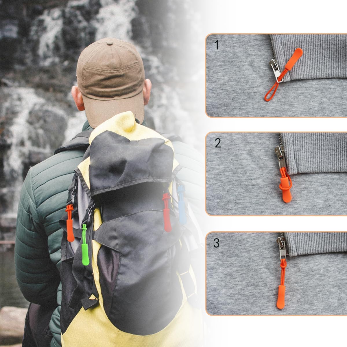 30 Pcs Colorful Zipper Pulls, Nylon Cord Extension Zipper Pulls for Backpacks for Clothes, Backpacks (6 Colors)