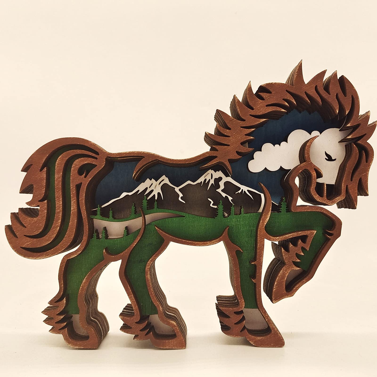 Sculpture Drewniany Koń Craft Figurka Desktop Tabela Ornament Rzeźba Model Kreatywny Dom Biurowy Dekoracje Miłość Pet Rzeźba Statue