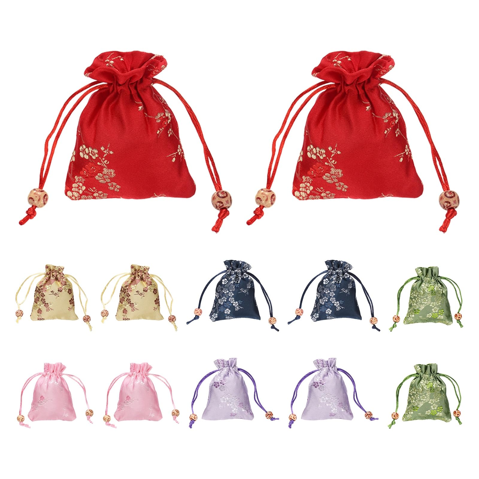 PATIKIL Silk Drawstring Bag, (3 x 4 Inch, 6 Colors) (12 Pcs), Embroidered Satin Gift Bags Wedding Favor Pouch with Drawstring, Suit for - Jewelry/Candy/Christmas Party/Birthday Gift