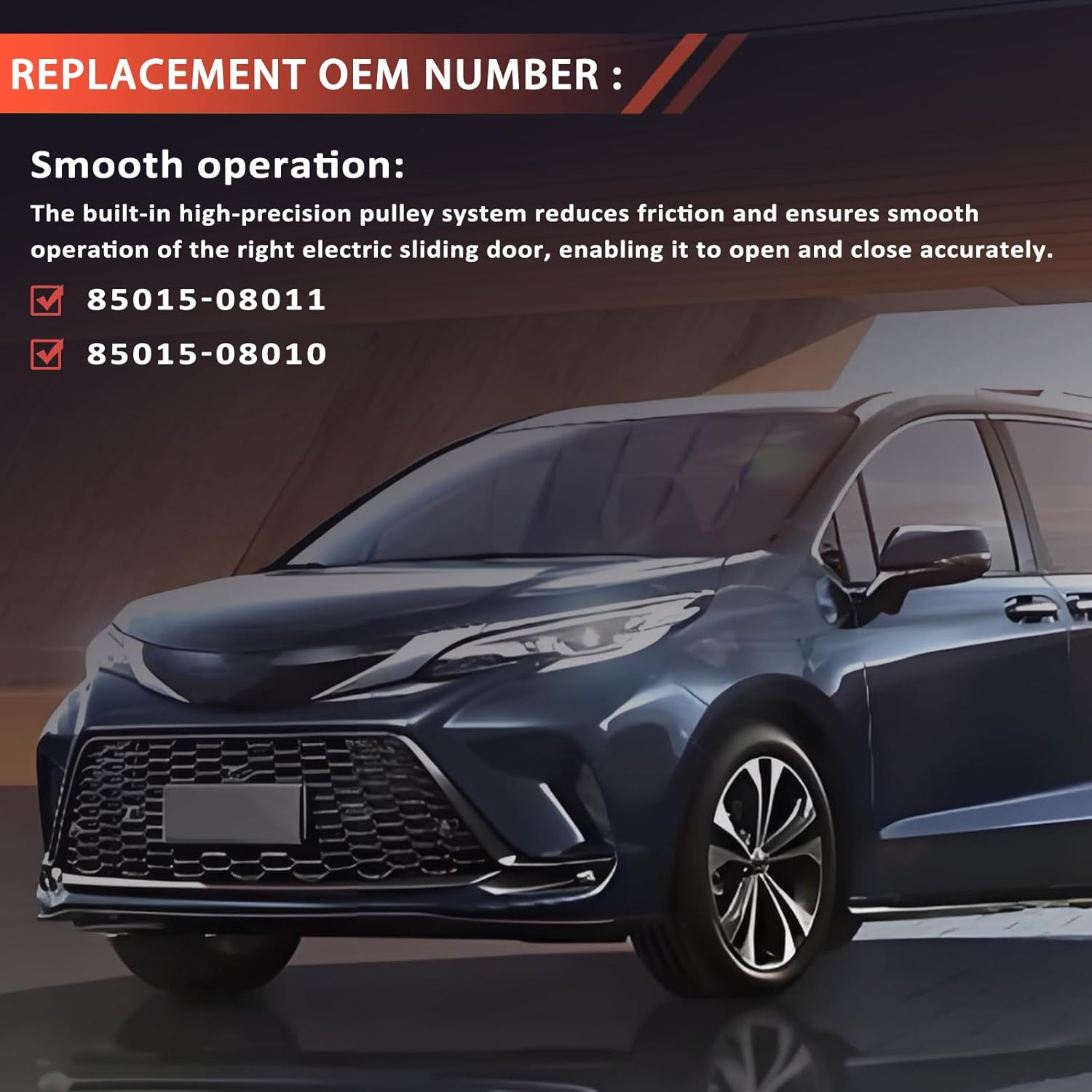 85016-08011 85016-08010 Rear Left Driver Side Power Sliding Door Cable Compatible with Toyota Sienna LE SE XLE 4 Cyl 2.7L 6 Cyl 3.5L 2011-2020