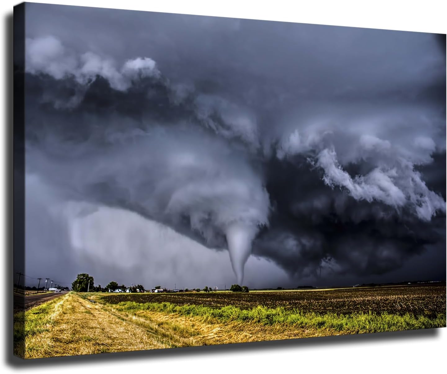 Tornado Lightning Natural Disaster Thunderstorms Poster Decorative Painting Modern Picture Canvas Wall Art Bedroom Office Living Room Decoration (12x18inch Framed)