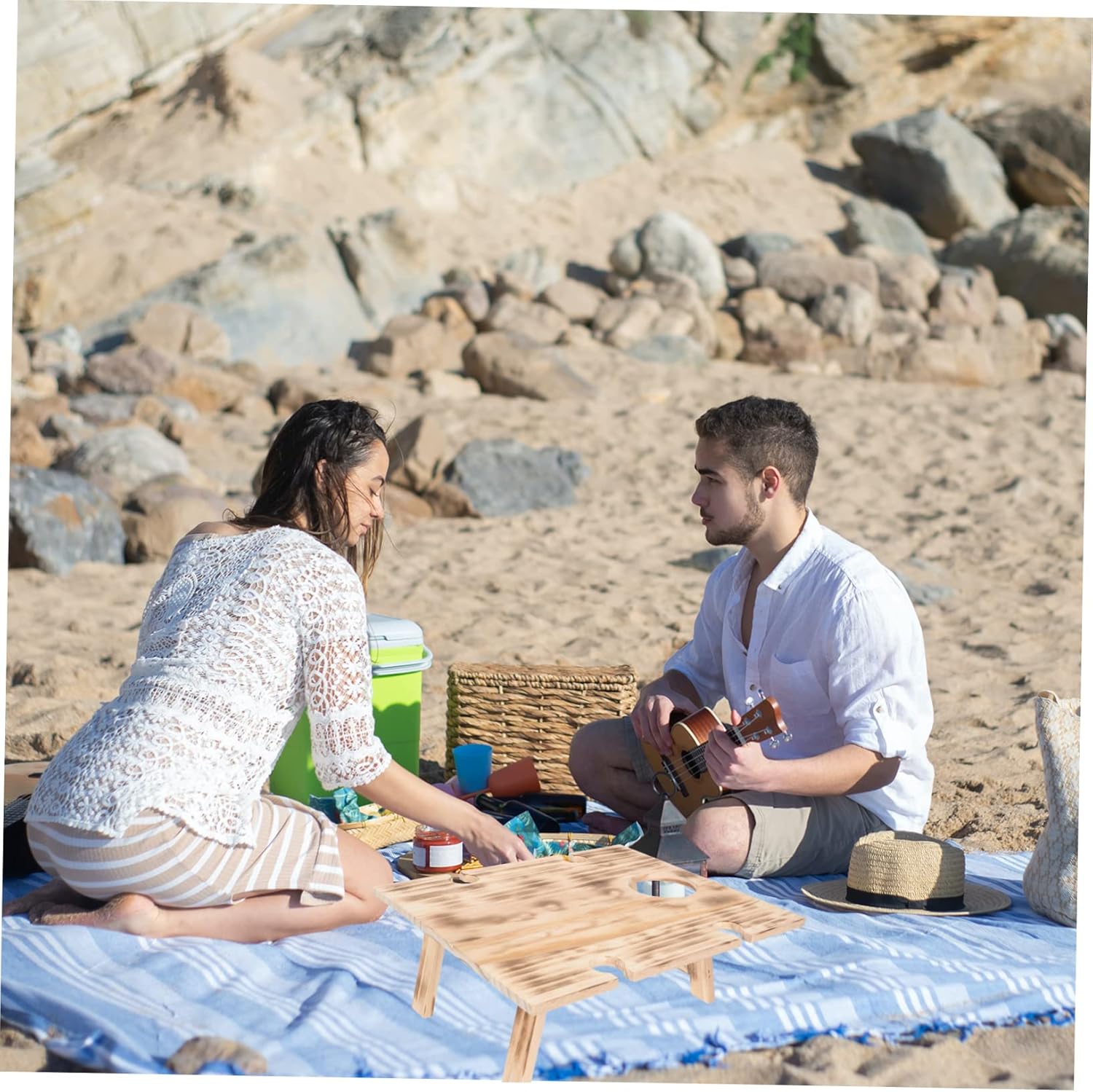 BESPORTBLE Outdoor Camping Table Folding and Portable for Picnic Beach Gathering Party