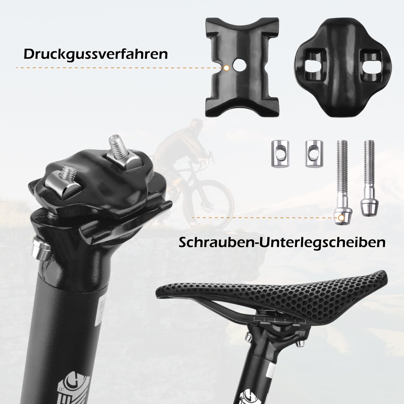 TRIWONDER Fahrrad Sattelstütze 25.4/27.2/28.6/30.4/30.8/31.6mm, Aluminium Sattelstange 350mm Länge für MTB BMX E-Bike Rennrad Trekkingrad (… – Ansicht 3