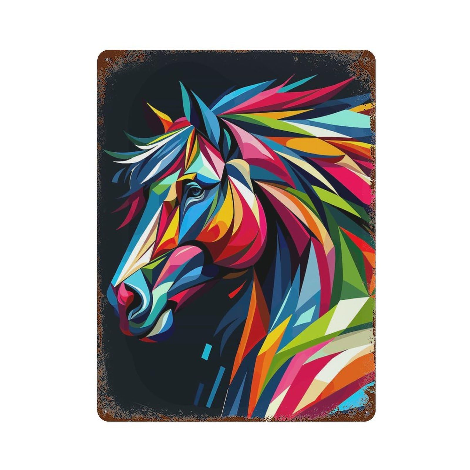 Horse Wpap Pop Art Aged Metal Wall Plaque 15.7"x11.8", for Living Room, Hallway And Home Decor, Shabby Chic Decor