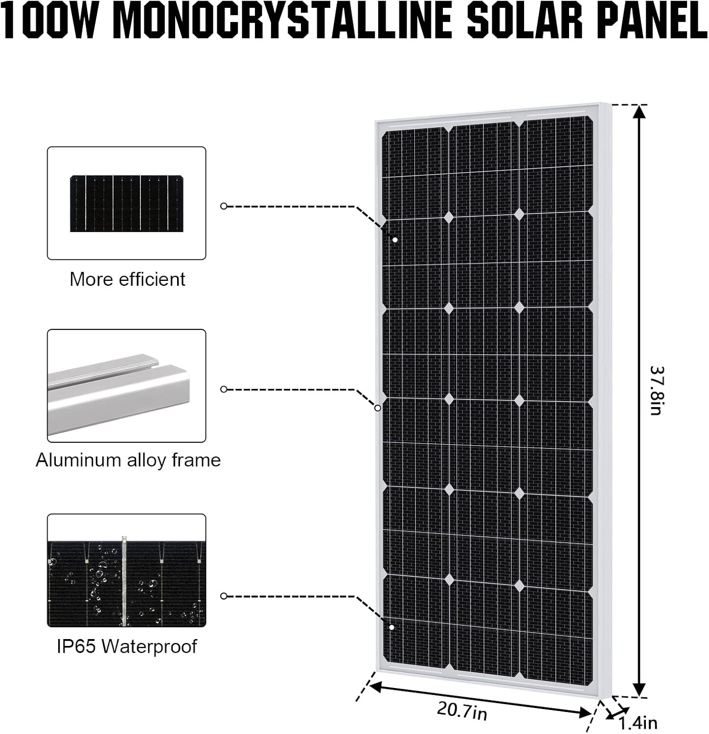 ECO-WORTHY Solar Powered Fan+100W Solar Panel with Pair of 16ft Solar Cable for Chicken Coops, Attic, Greenhouse - DELIVERY in 2 PARCELS